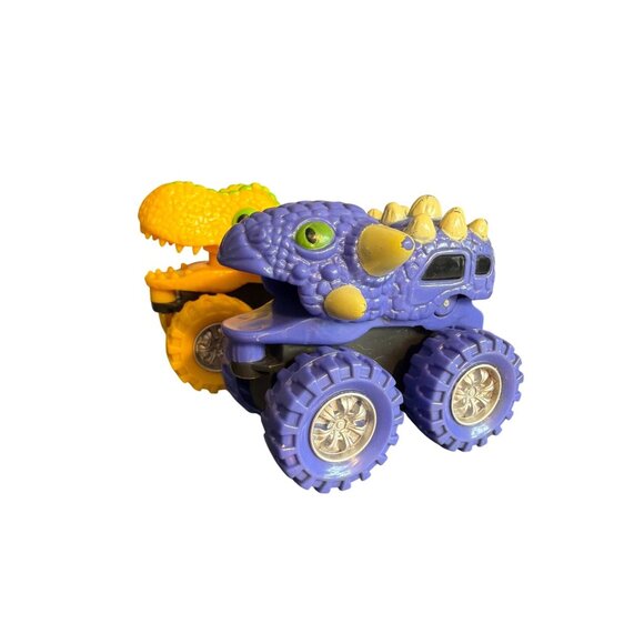 Spark Create Imagine 2 Dino Monster Trucks Yellow Purple Mouths Move Toys Cars - Picture 2 of 6